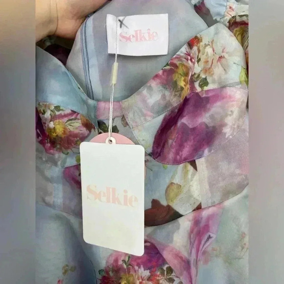 SELKIE The Cupid's Serenade Parliament Dress Women's Medium NWT Puff Sleeve Blue - Picture 11 of 16